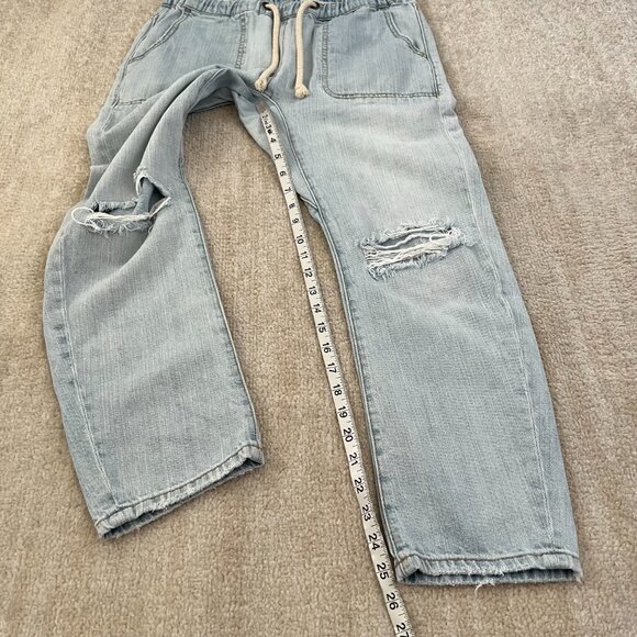 Revolve One Teaspoon Shabbies Blue Ripped Boyfriend Cropped Jeans S - Picture 5 of 11